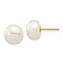 14k 8-9mm White Button Freshwater Cultured Pearl Stud Post Earrings X80BW - $74.23