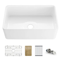 30&#39;&#39; - Pure Fireclay Workstation Farm House Apron Front Kitchen Sink Single Bowl - £509.55 GBP