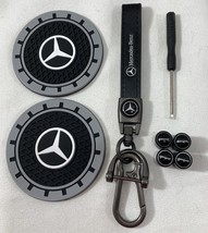 Genuine Leather Lanyard, Cupholders &amp; Metal Tire Stem Caps Set For Merce... - $59.28 CAD