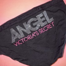 Victoria&#39;s Secret M COTTON Panty Black PINK Silver CRYSTALLIZED ANGEL 20... - $29.69
