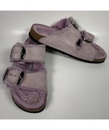 Birkenstock Arizona Shearling Suede Leather Sandals Sz 42 Women’s 11 Purple - $74.69 CAD