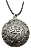 Eye of Horus Ra Necklace Pendant Egyptian God Talisman 18&quot; Cord Antique Patina - £5.48 GBP
