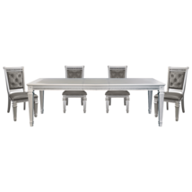 Modern Glam Silver Dining Set w/ Leaf &amp; Chairs - $1,966.99
