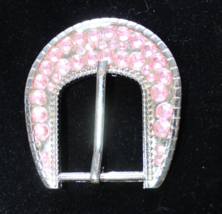Belt Buckle Replacement Silver Tone And Pink Rhinestones Fits Belt Up To... - $5.99