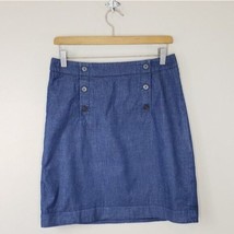 LOFT | Lightweight Denim Skirt with Button Detail on Front, size 4 - £9.16 GBP