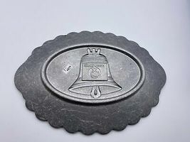 Vintage Bicentennial Liberty Bell Metal Plate Oval Tray 1776 1976 Patriotic USA - £35.39 GBP