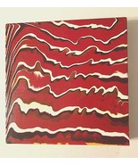 RED WAVES Abstract Arcylic Canvas Wall Art 10&quot; x 10&quot; x 1 3/4&quot; Signed 2002 - $83.84