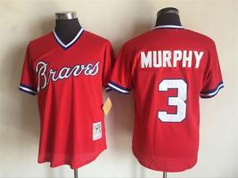 Braves #3 Dale Murphy Jersey Throwback Uniform Red - £34.11 GBP