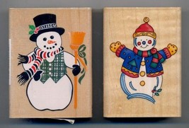 Set of 2 Snowman Stamps - Snappy Snowman &amp; No-Name, Brand-New, Made in USA - £13.22 GBP