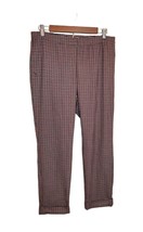 J Jill Womens Crop Ankle14 Brown/Blue Houndstooth Stretch Flat Front Pants - £24.05 GBP