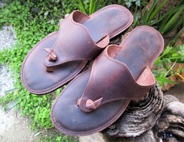 Men&#39;s Handmade Greek Leather Cushioned Flip Flop Sandals - £42.21 GBP