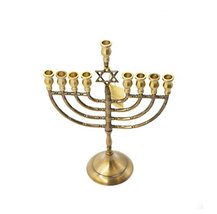 Jerusalem 11&#39;&#39; Star of David Hanukkah Menorah Gold Plated From Holy Land - £61.02 GBP