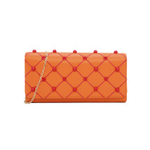 Charles &amp; Keith Embellished Quilted Wallet Chain Clutch S Shoulder Bag Orange - £23.48 GBP