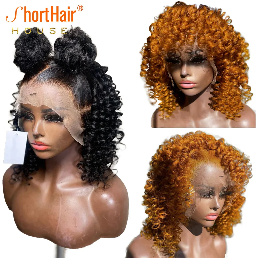 Ginger Orange Lace Front Wigs Bouncy Curly Human Hair Wigs For Black Women Loose - £61.53 GBP+