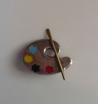 Vintage Mexico 925 Sterling Silver Enamel Paint Palette Brooch/Pin - $38.61