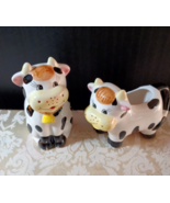 Vintage Houston Harvest Ceramic Cow Sugar Bowl and Creamer Set, Black an... - $10.82 CAD