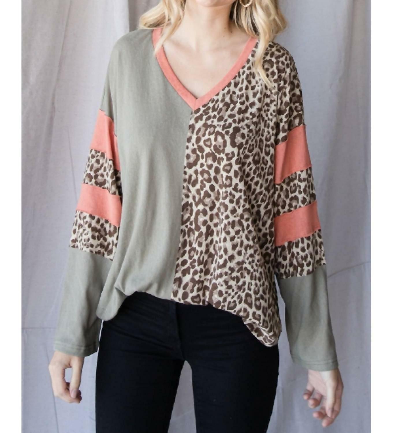 Jodifl Leopard Print Color Block Top Size M - $29.70
