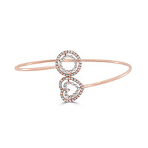 Real 0.77ct Natural Fancy Pink Diamonds Bracelet Bangle 18K Solid Gold 5.70G - £3,117.58 GBP