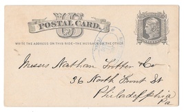 1876 PA Honeybrook Penna Double Blue Oval Cancel on UX5 Postal Card  - £7.93 GBP