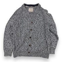 Vintage Y2k Salt Pepper Sweater Mens Large Gray Cardigan Grandpa V Neck - £30.96 GBP