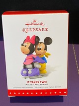 Hallmark 2015 Disney &quot;It Takes Two&quot; Mickey and Minnie Keepsake Ornament Crown Ex - £11.62 GBP