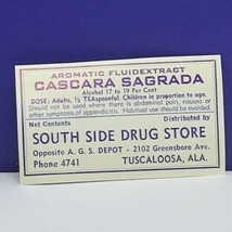 Drug store pharmacy ephemera label advertising Tuscaloosa South side cas... - £9.26 GBP