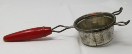 Hand Sifter Mini Wood Steel Red Silver 1960s Mesh Small Hooks - $9.45