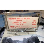 WOODSTOCK 1969 ORIGINAL FRIDAY TICKET LUCITE CASE JIMI HENDRIX JANIS JOP... - £54.83 GBP