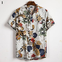 2023 New Fashion Men&#39;s Hawaiian Summer Shirt Short Sleeve Flower Beach Flrl Pan - £14.82 GBP+