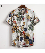 2023 New Fashion Men&#39;s Hawaiian Summer Shirt Short Sleeve Flower Beach F... - £14.57 GBP+