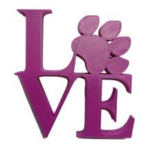 Love Word With Paw Print Table Shelf Home Decor Purple Made In USA PR859 - £6.28 GBP