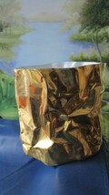 Large Rare Ceramic Planter Wrinkle Gold Paper Bag Style 8 1/2 X 10&quot; - £198.92 GBP