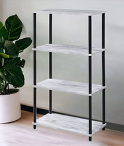 44&quot; Antiqued White Metal Four Tier Etagere Bookcase - $150.53
