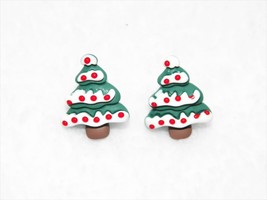 Xmas In July!! 3D Christmas Tree Pierced Earrings 1&quot; Reduced!! - £6.13 GBP