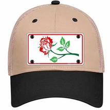 Rose Design White Novelty Khaki Mesh License Plate Hat - £22.70 GBP