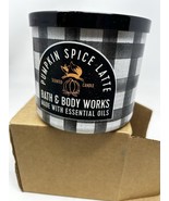 Bath &amp; Body Works M PUMPKIN SPICE LATTE Black Plaid 3-Wick 14.5Oz Scente... - €21,48 EUR