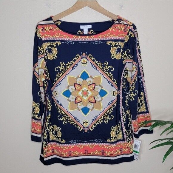 Primary image for NWT Charter Club | Petite Intricate Global Inspired Print Top LP large petite