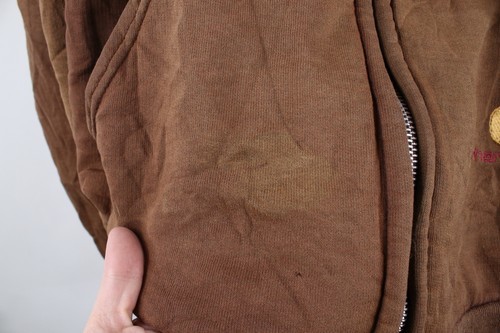 Vtg 90s Carhartt Mens XL Thrashed Spell Out Lined Heavyweight Hoodie Jacket USA Item image 13