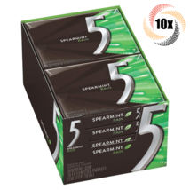 Full Box 10x Packs 5 Gum Spearmint Rain Flavor Sugar Free | 15 Sticks Pe... - $28.83