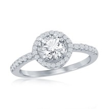Sterling Silver CZ Halo with 7mm Round Center CZ Ring - £25.94 GBP