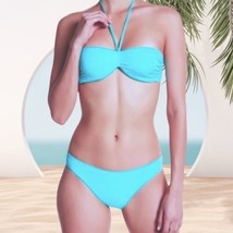 $170 La Perla Bikini Top Underwire 6 Turquoise Blue Italian Luxe Halter ... - $31.14