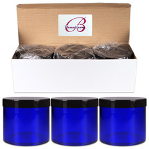 10Oz/300G/300Ml (3Pcs) High Quality Acrylic Container Jars - Blue With Black Lid - £17.29 GBP