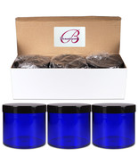 10Oz/300G/300Ml (3Pcs) High Quality Acrylic Container Jars - Blue With B... - £17.20 GBP