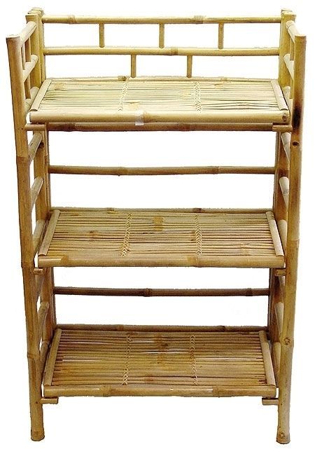 Bamboo Tiki 3-Tier Rack Patio Deck or Indoor Bookcase Folding Shelf - $179.00