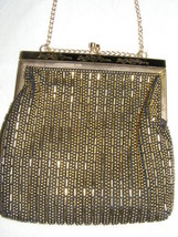 Vintage Goldtone Metal Beaded Evening Shoulder Purse - $561.34 MXN