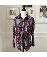 Vintage 70s Sears Psychedelic Print Polyester Popover Half Button Shirt XL - €22,24 EUR