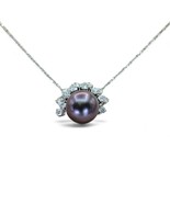 Tahitian Natural Black Pearl 18k (750) White Gold and Natural Diamond Pe... - $6,118.20