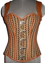 Cotton Jute Leather Strap Goth Steampunk Halloween Party Retro Overbust Corset B - £64.33 GBP