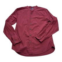 Hollister Shirt Mens Medium Burgundy Dotted Stretch Long Sleeve Casual Button-Up - £16.09 GBP