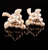 Antique sterling grape Earrings - signed AG dimensional silver wine earrings - s - £74.53 GBP